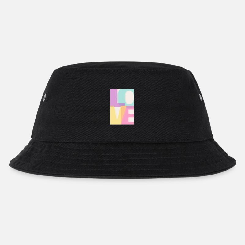 LOVE  Pastell  - Kinder Bucket Hat - Schwarz