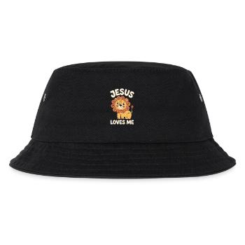 Christian Jesus Loves Me Cute Lion - Kinder Bucket Hat - Schwarz - Vorne