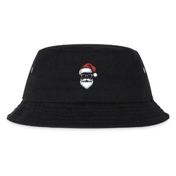 Santa Gläser mit Bart & Mütze - Kinder Bucket Hat - Schwarz - Vorne