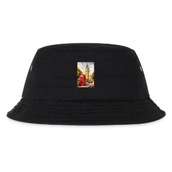 London Paper Craft: Red Phone Booth by Big Ben - Kids’ Bucket Hat - black - Front