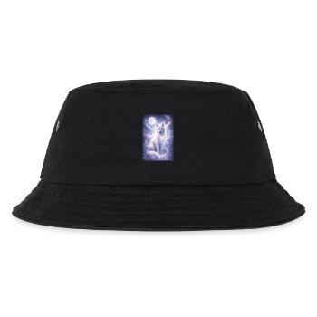 Mystic Wolf Moon Sticker Fantasy Animal Spiritual - Kids’ Bucket Hat - black - Front