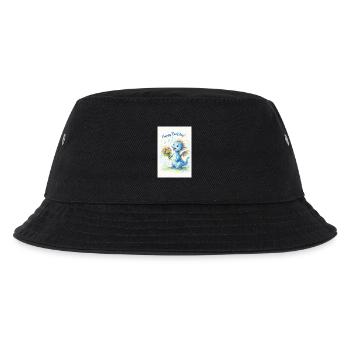 Blauer Drache mit Blumenstrauß - Kinder Bucket Hat - Schwarz - Vorne