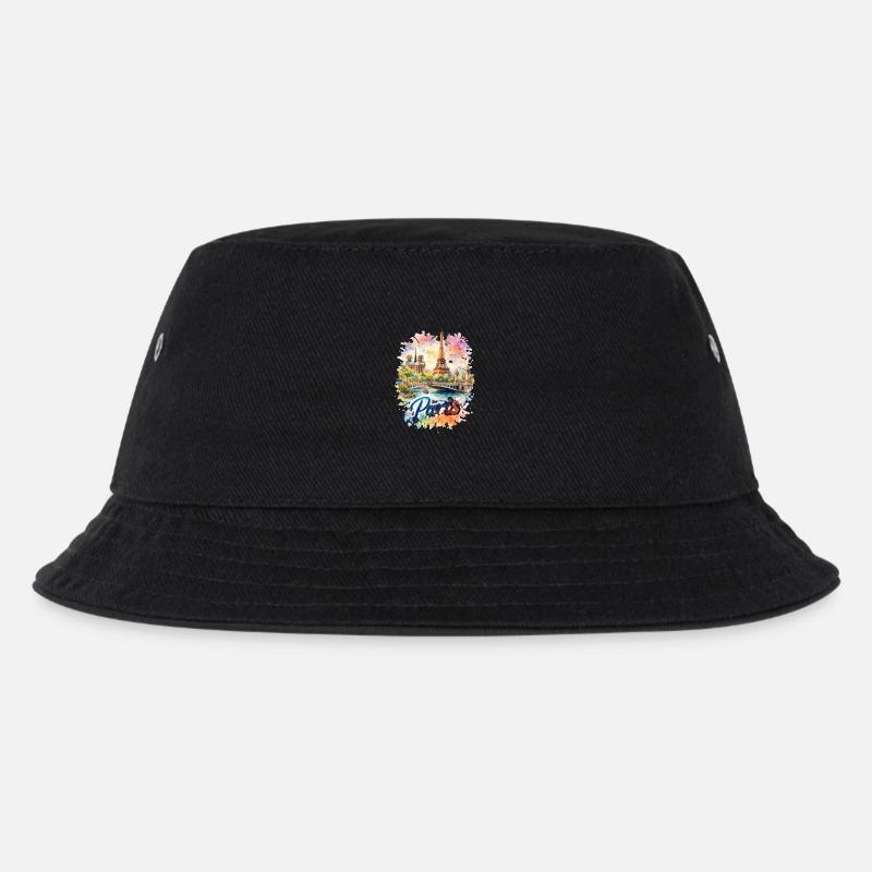 Paris Aquarell Skyline - Kinder Bucket Hat - Schwarz
