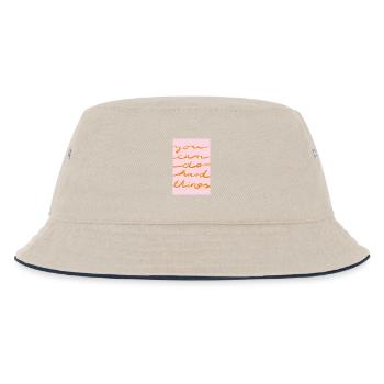 You can - rosa orange - Kinder Bucket Hat - Natur/Navy - Vorne
