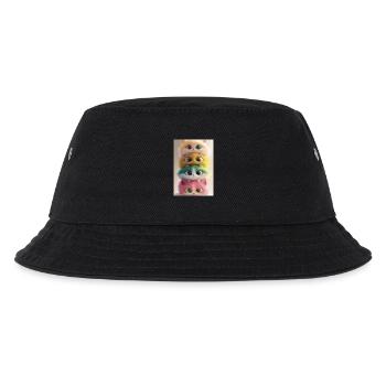 Stacked Rainbow Plush Cats - Kids’ Bucket Hat - black - Front