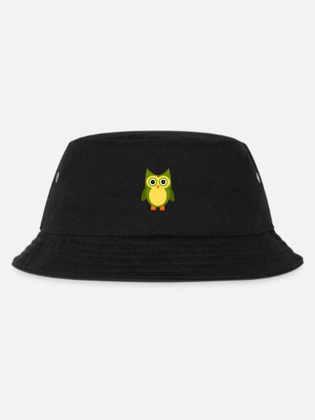 grüne Eule Vogel grün - Kinder Bucket Hat - Schwarz