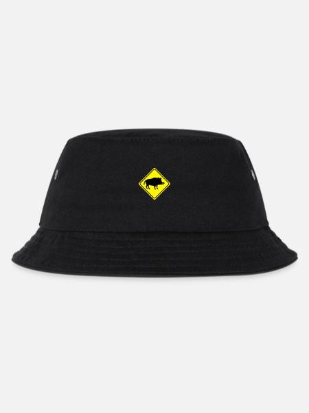 Warnung - Wild Schwein Keiler - 2 Farb Vektor - Kinder Bucket Hat - Schwarz
