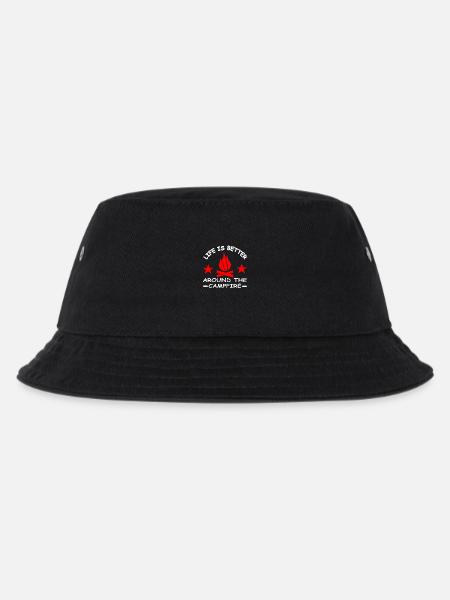 Camping - Kinder Bucket Hat - Schwarz