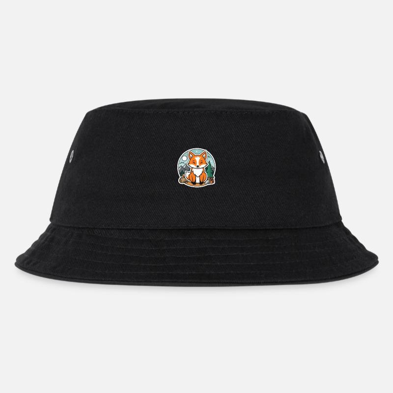 Fuchs beim Campen - Kinder Bucket Hat - Schwarz