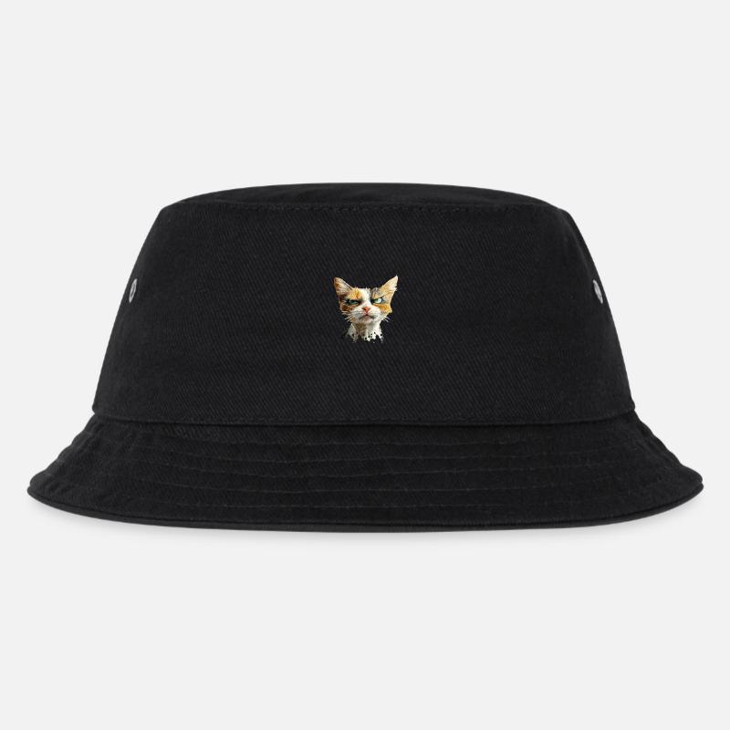 Crumpy Cat - Kinder Bucket Hat - Schwarz