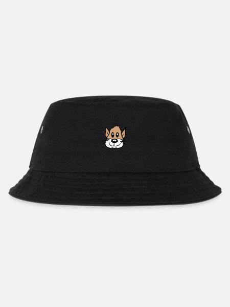 Hund Gesicht Kleines Glückliches Haustier Kopf Süß - Kinder Bucket Hat - Schwarz