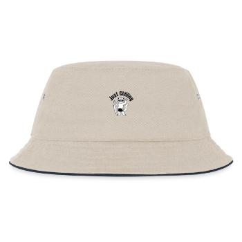 Surfende Katze - "Just Chilling" Design - Kinder Bucket Hat - Natur/Navy - Vorne
