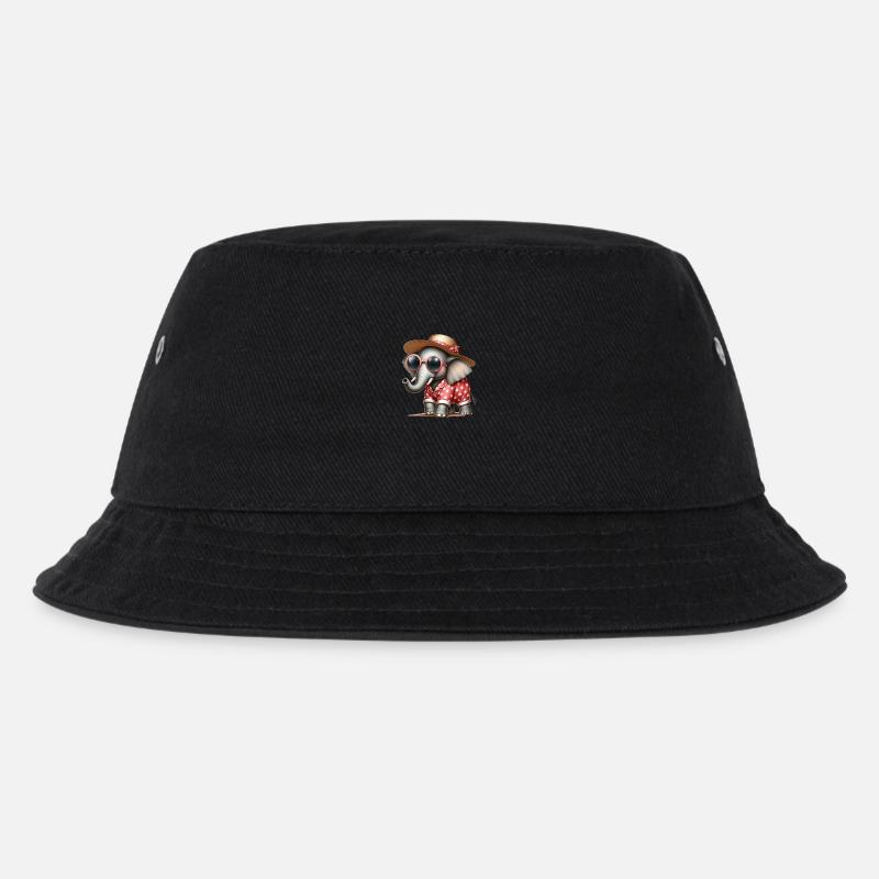 Elefant im Schlafanzug mit Sonnenbrille - Kinder Bucket Hat - Schwarz