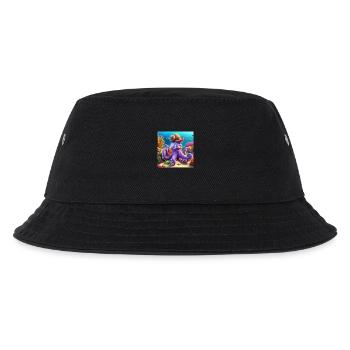 Squid with a funny snail in the reef - Kids’ Bucket Hat - black - Front