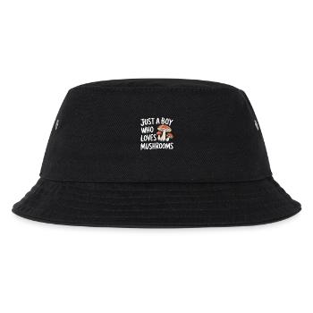 Pilz Pilze Funghi Champignon - Kinder Bucket Hat - Schwarz - Vorne