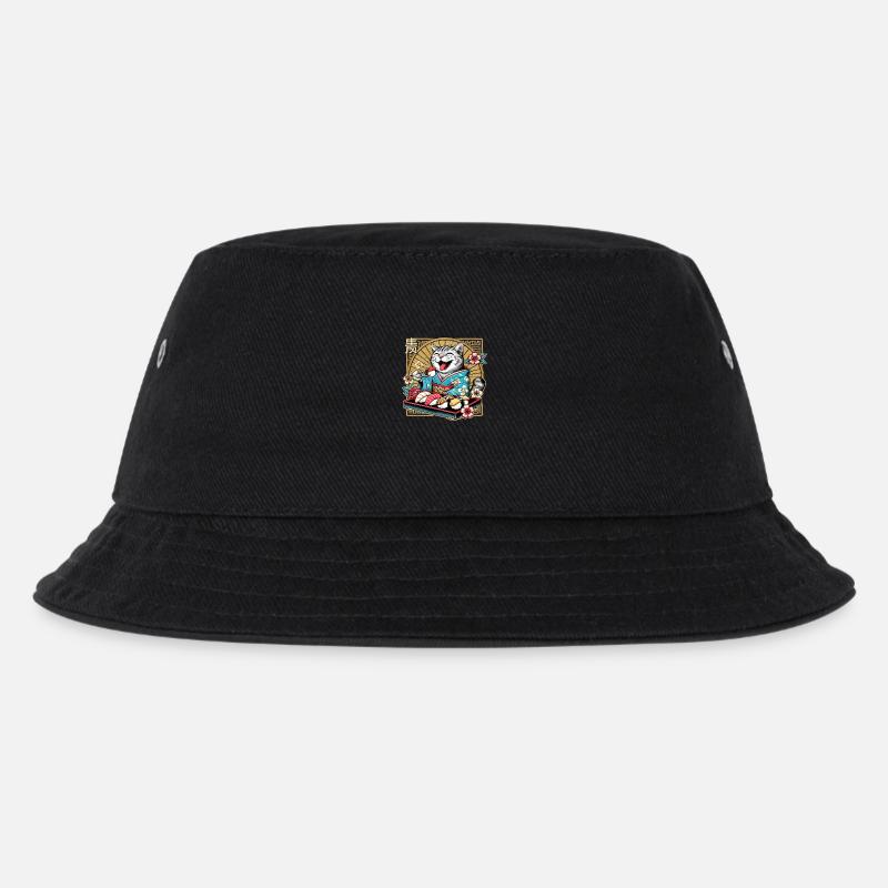 Sushi Katze getigert Kimono Maki Nigiri Geschenk - Kinder Bucket Hat - Schwarz