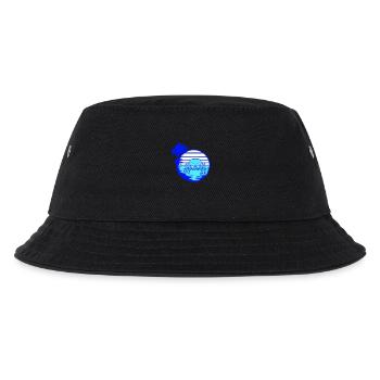 Oktopus Meer Sonnenuntergang Strand Urlaub Linien - Kinder Bucket Hat - Schwarz - Vorne