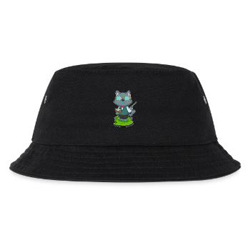 Cat Teacher Pointing Stick School - Kids’ Bucket Hat - black - Front