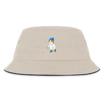 Hamster Eislaufen Schlittschuhe - Kinder Bucket Hat - Natur/Navy - Vorne