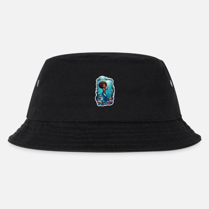 Märchenhafte Meerjungfrau mit lockigem Haar - Kinder Bucket Hat - Schwarz