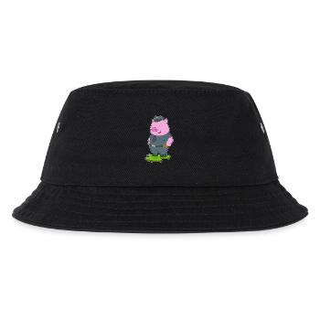 Schwein Polizist Polizei - Kinder Bucket Hat - Schwarz - Vorne