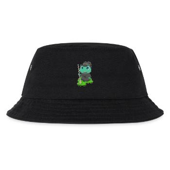 Frog Witch Broom - Kids’ Bucket Hat - black - Front