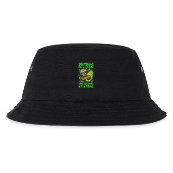 KAWAII FAULTIER UND AVOCADO: SCHLAPP DURCHS LEBEN - Kinder Bucket Hat - Schwarz - Vorne
