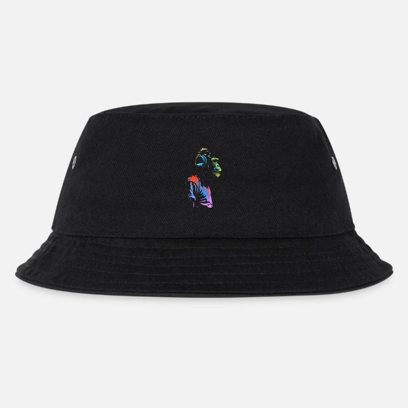 Affe mit Kopfhörern 🎧 - Kinder Bucket Hat - Schwarz