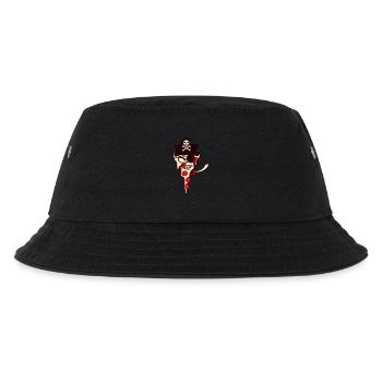 Böser Fast Food Pizza Pirat Kapitän Augenklappe - Kinder Bucket Hat - Schwarz - Vorne