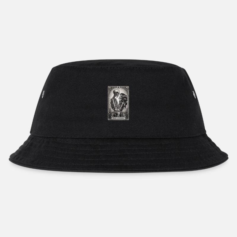 Die Liebenden Skelett Gothic Tarot Kunst - Kinder Bucket Hat - Schwarz