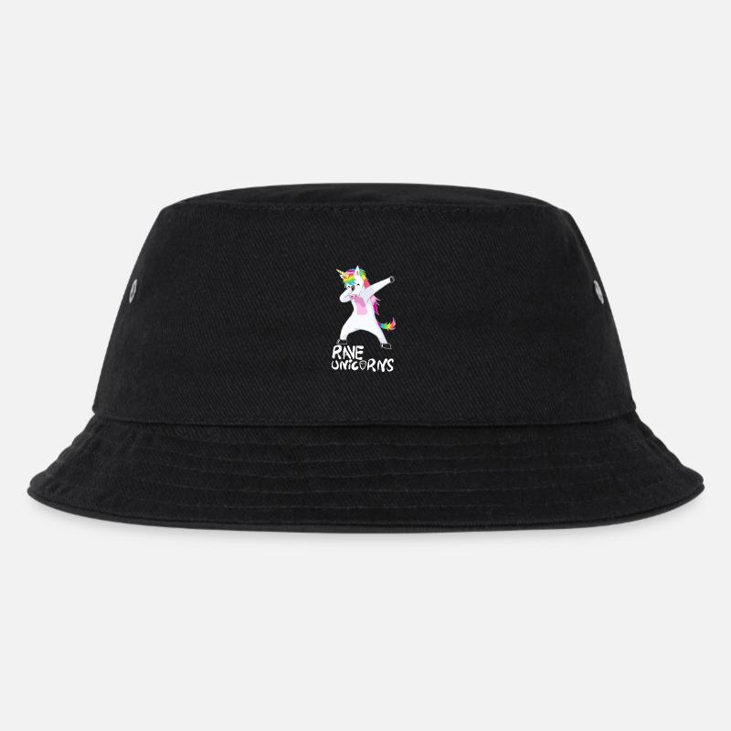 Logo Rave Unicorns White Text - Kinder Bucket Hat - Schwarz