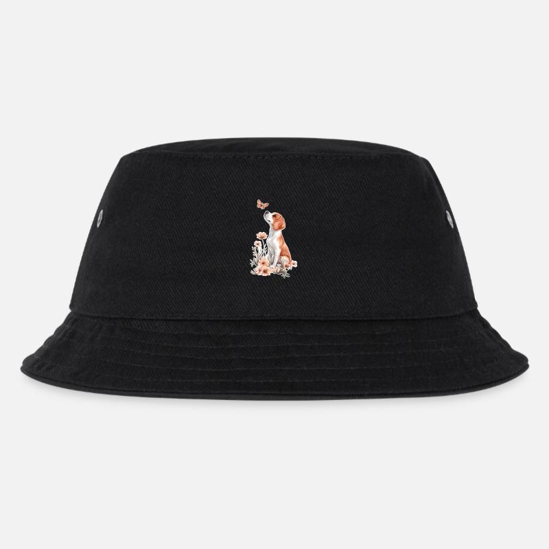 Beagle und Schmetterling - Kinder Bucket Hat - Schwarz