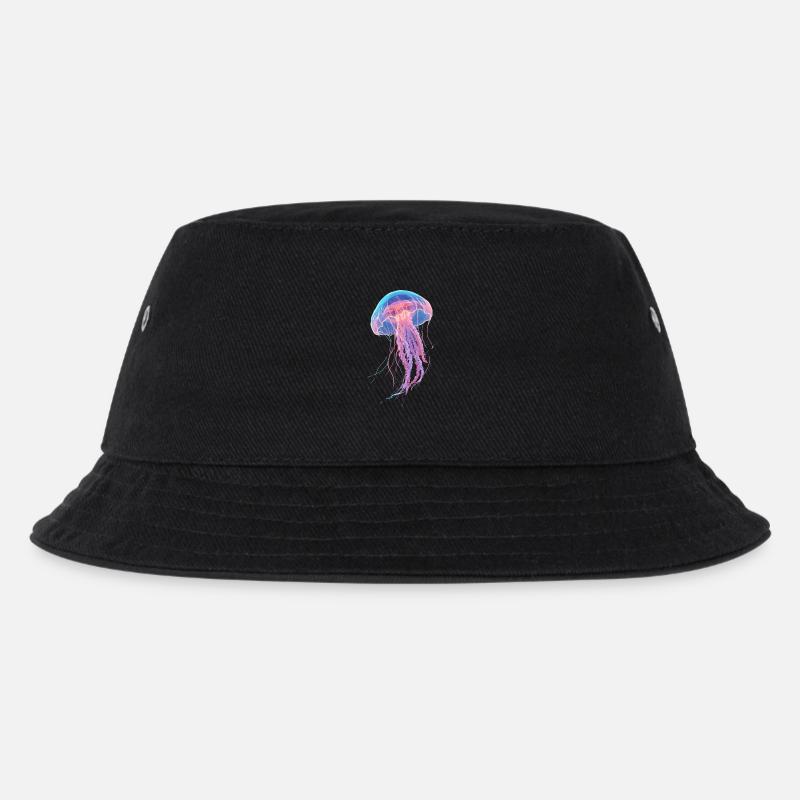 Regenbogen-Neonquallen - Kinder Bucket Hat - Schwarz