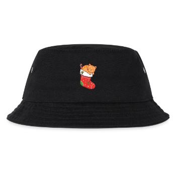 Kuschelkater im festlichen Stiefel - Kinder Bucket Hat - Schwarz - Vorne