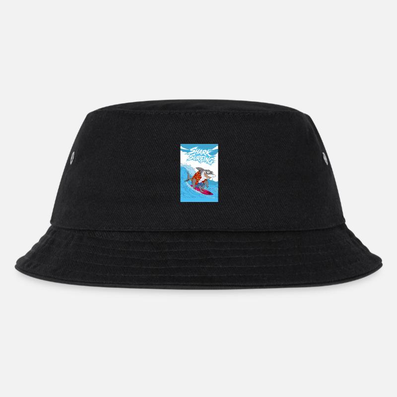 Shark surfing - Kids’ Bucket Hat - black
