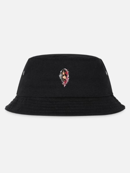 Frau mit schwarzem Schleier und Blüten - Kinder Bucket Hat - Schwarz