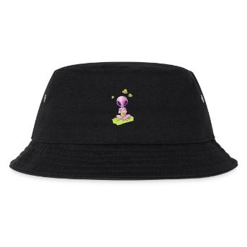 Purple Alien Drinking on Green Carpet - Kids’ Bucket Hat - black - Front