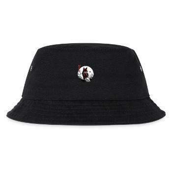 Kitsune Kawaii Japanische Landschaft - rote Kanji - Kinder Bucket Hat - Schwarz - Vorne