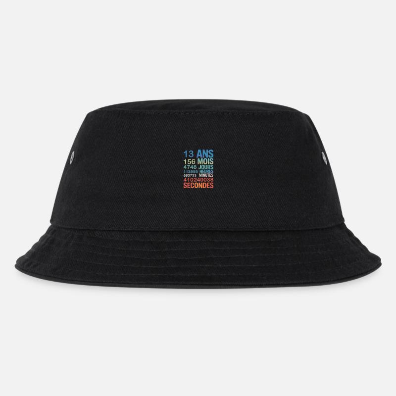 13 Ans en Secondes – Design Anniversaire Fun - Kinder Bucket Hat - Schwarz