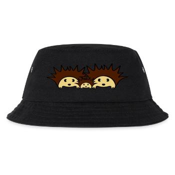 Cute Hedgehog Family - Kinder Bucket Hat - Schwarz - Vorne