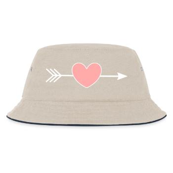 rosa Herz Pfeil Herzen Geschenk Valentinstag - Kinder Bucket Hat - Natur/Navy - Vorne