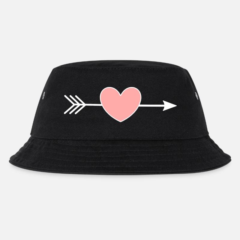 rosa Herz Pfeil Herzen Geschenk Valentinstag - Kinder Bucket Hat - Schwarz