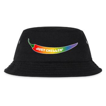 CSD T-Shirt Regenbogen Chili just chillin - Kinder Bucket Hat - Schwarz - Vorne