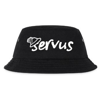 Servus Gruß mit Trachtenhut - Kinder Bucket Hat - Schwarz - Vorne