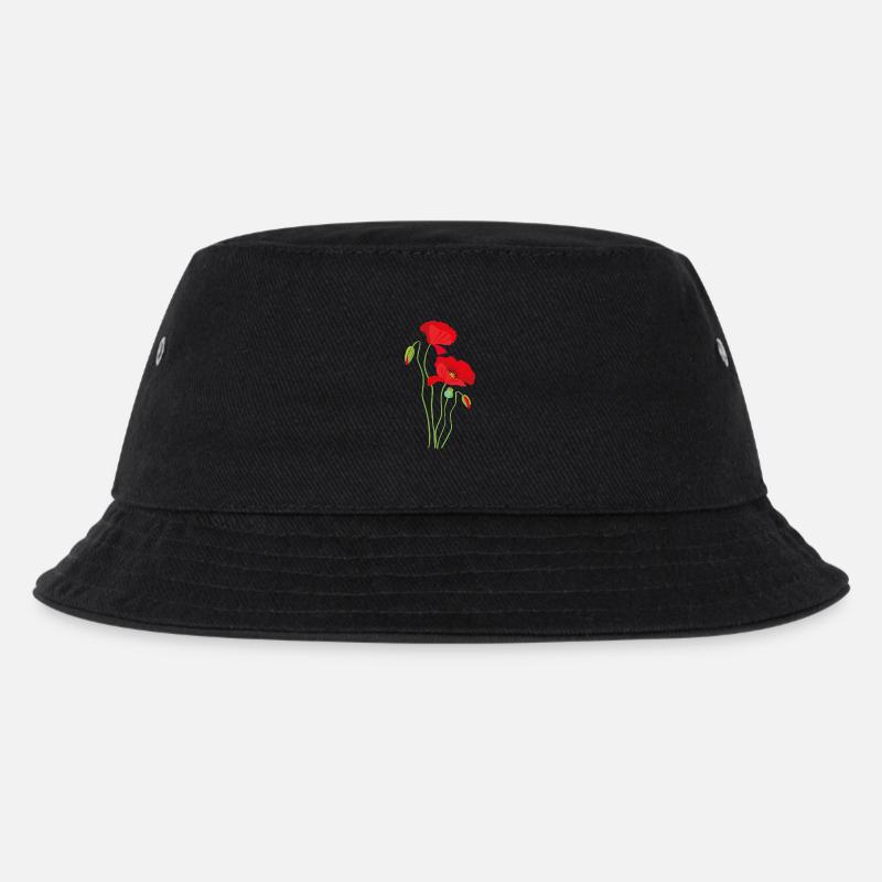 Mohn - Blumendesign - Kinder Bucket Hat - Schwarz