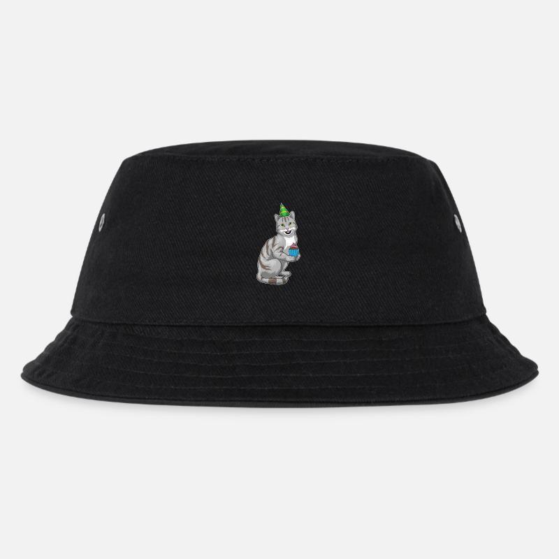Katze Geburtstag Cupcake - Kinder Bucket Hat - Schwarz