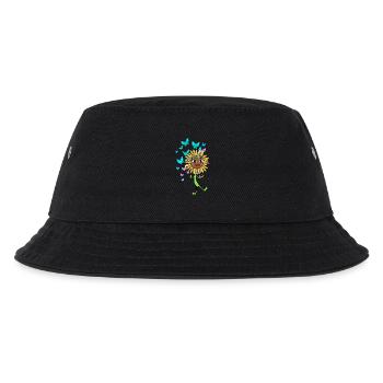 Frühling Sonnenblume Sonnenblumen Schmetterlinge - Kinder Bucket Hat - Schwarz - Vorne