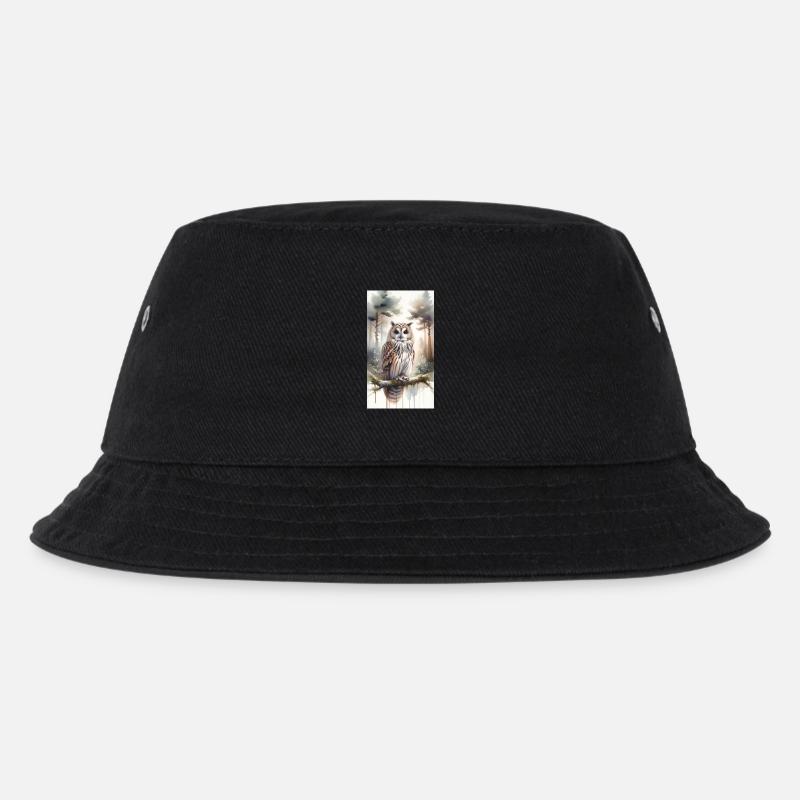 Eule im Aquarell - Kinder Bucket Hat - Schwarz