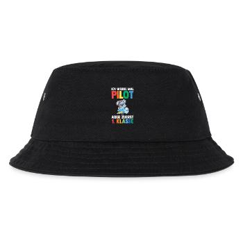 Pilot Erste Klasse Einschulung Schulkind - Kinder Bucket Hat - Schwarz - Vorne