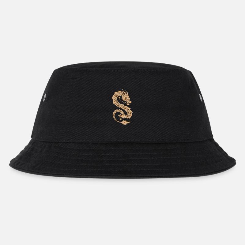 Goldene Himmelsdrachen-Silhouette - Kinder Bucket Hat - Schwarz